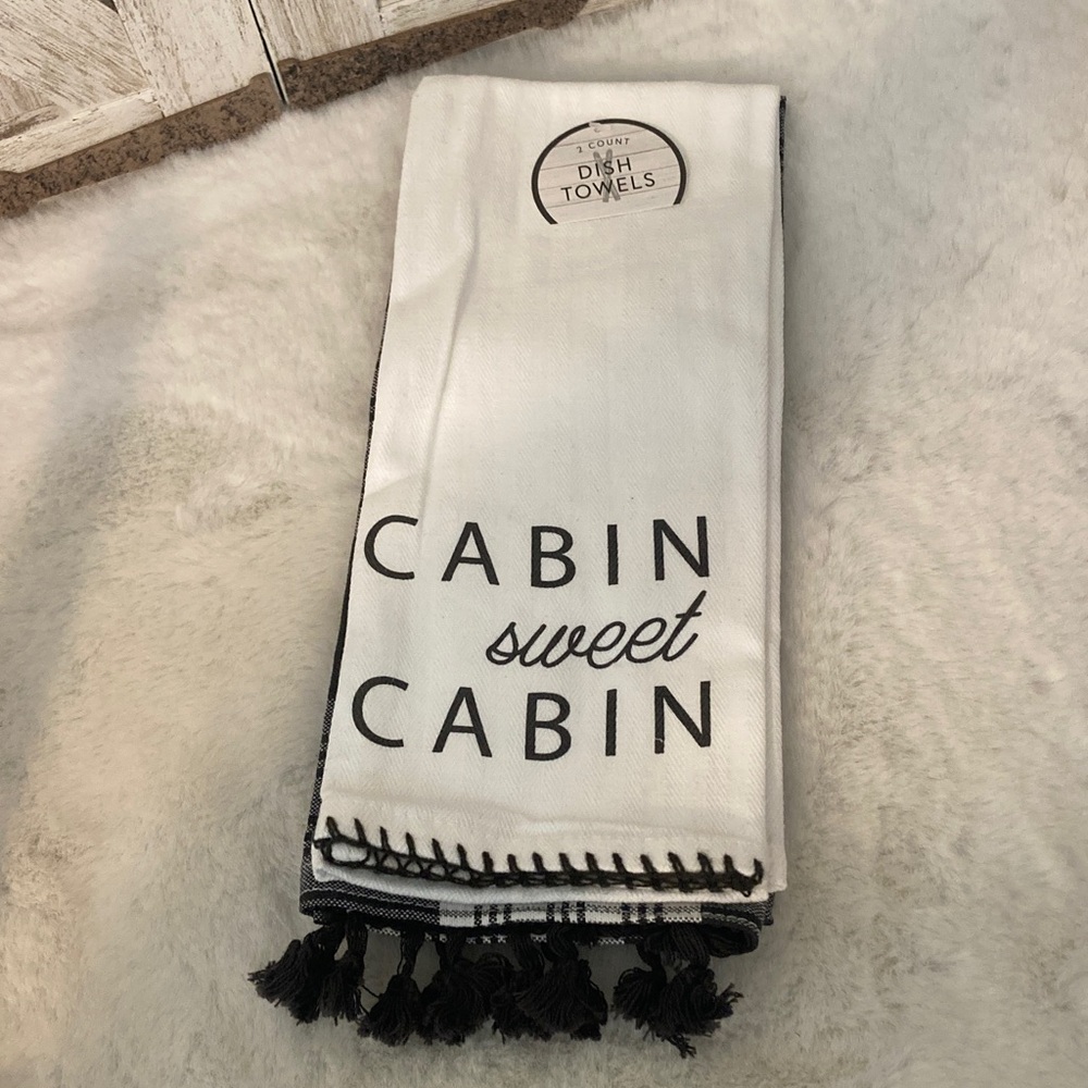 Target BP 2021 White and Black Dish Towels with Tassels